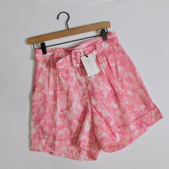 NWT!! Faithfull The Brand REVOLVE Les Deux Shorts Pink Roos Tie Dye Linen Size 4 - Picture 3 of 16